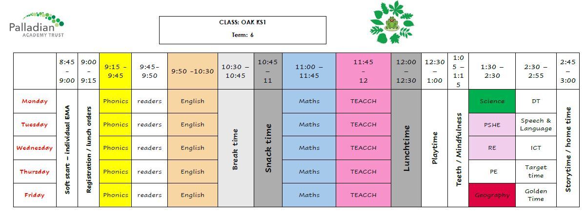 Term 6 timetable